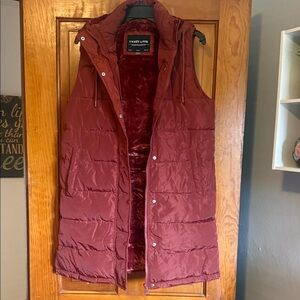 Women's Long Puffer Vest - Rust